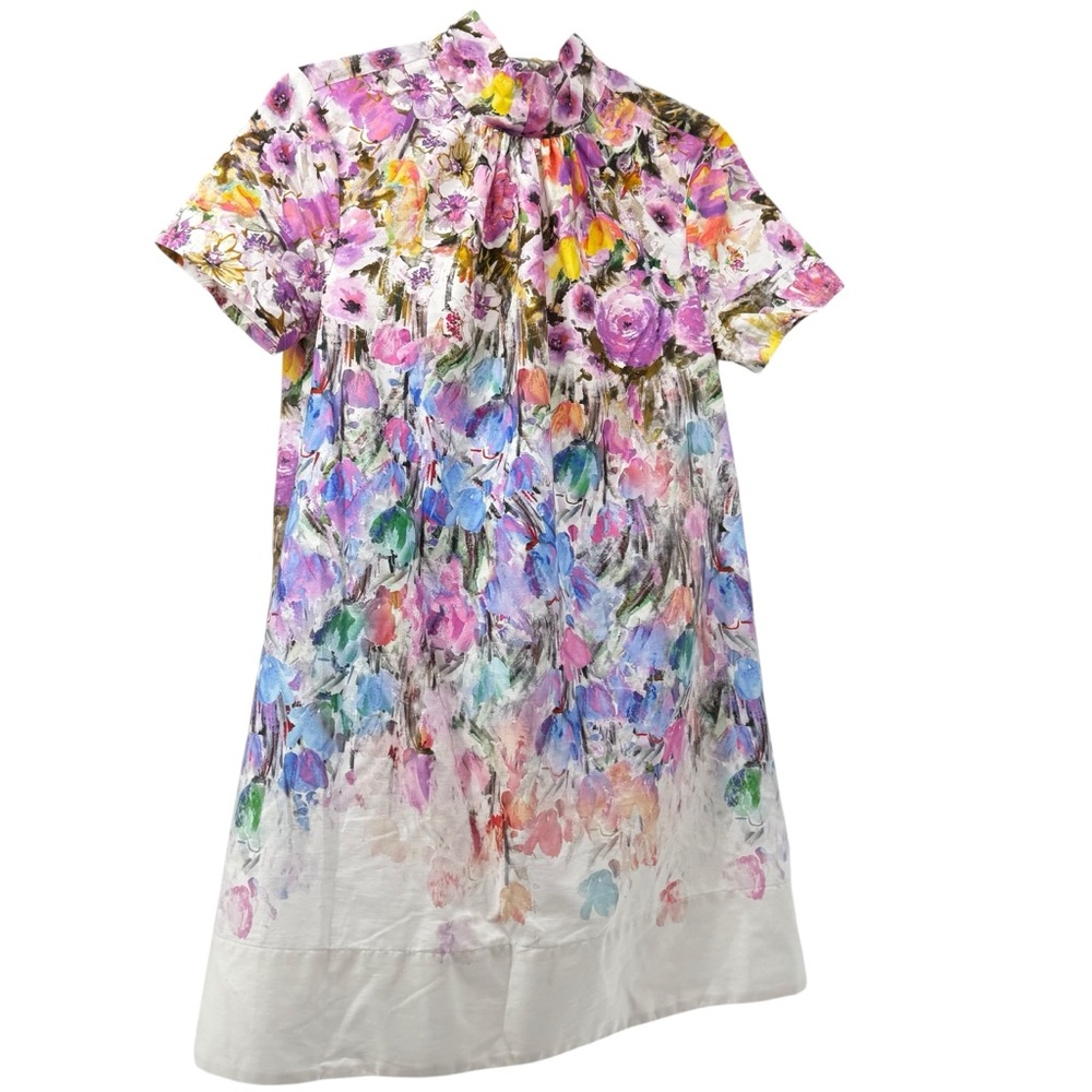 Lavender Brown Vibrant Floral Dress